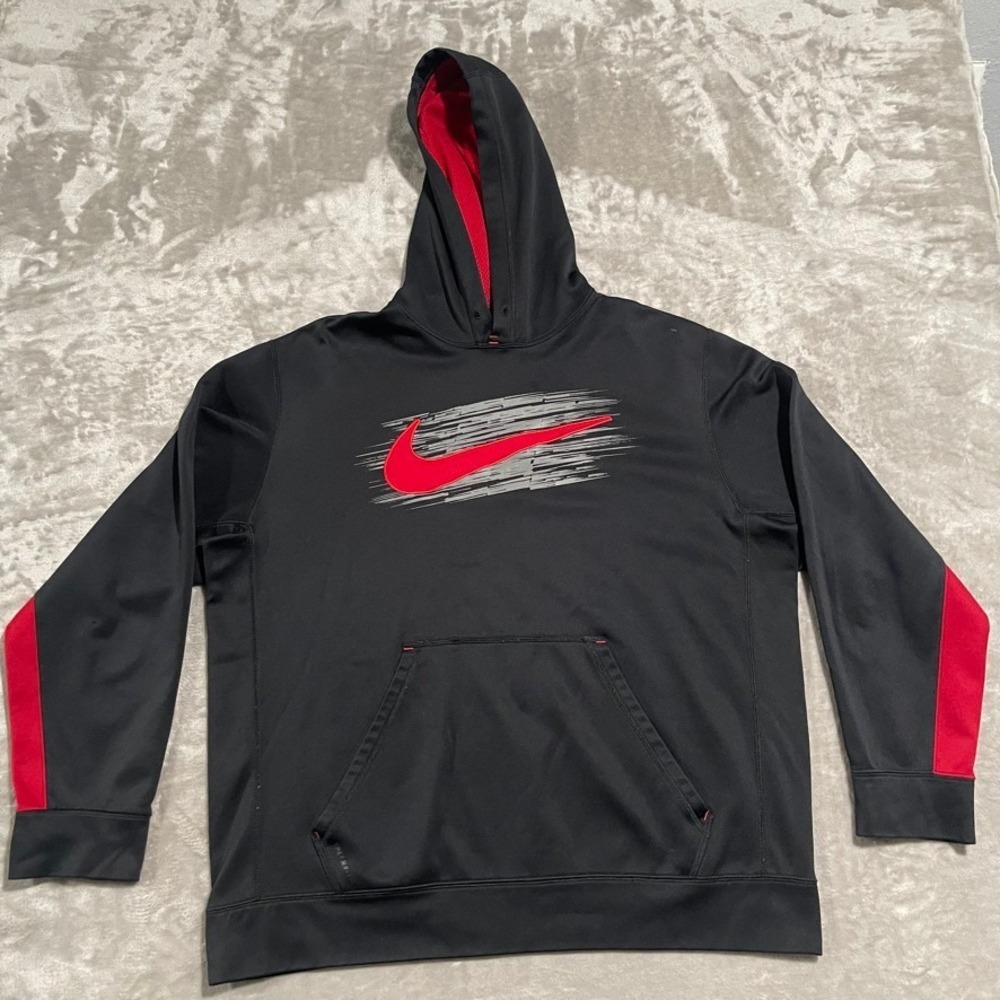 Nike Hoodie Mens XL Black Therma Fit Logo Swoosh Gym Outdoors Pullover Jacket